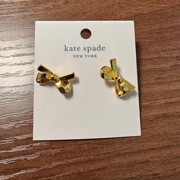 Kate Spade| Gold | Plated | Bow | Earrings - Picture 1 of 2